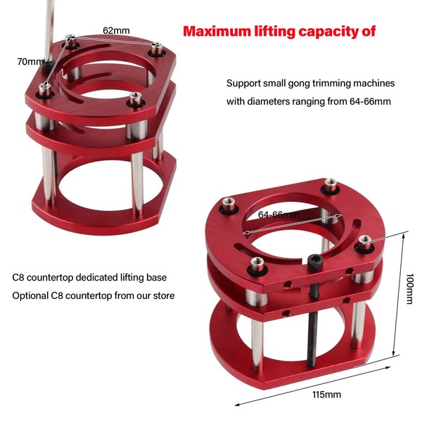 Router Lift Base, 4 Jaw Clamping Lifting Platform Router Table