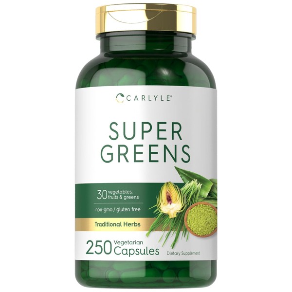 Carlyle Super Greens Capsules | 250 Count | Non-GMO & Gluten Free Supplement