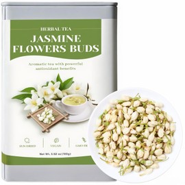 3.52oz/100g Dried Jasmine Flower, 100% Natural Edible Flowers, Dried Jasmine Flower Buds, Loose Leaf Herbal Tea, Non-GMO, Caffeine-Free, For Desserts, Cocktails, Drinks, Floral Tea