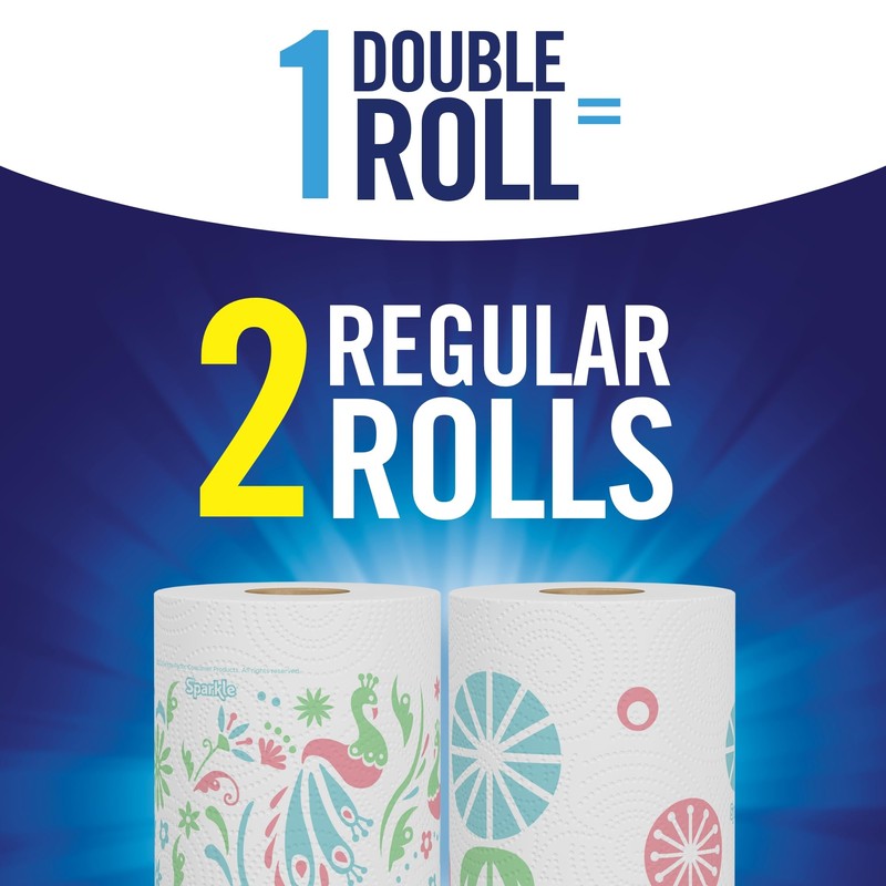Sparkle Pick-A-Size Paper Towels, Spirited Print Design, 6 Double Rolls