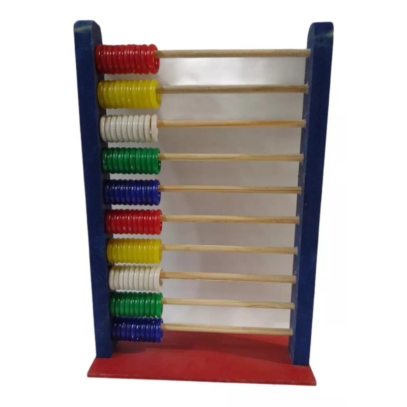 D. Imprehispanica Ábaco Horizontal Madera Matemático Con 100pz Fichas Plástico
