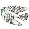 White Clergy Stole with Embroidered Dove of Peace Symbol [MADE