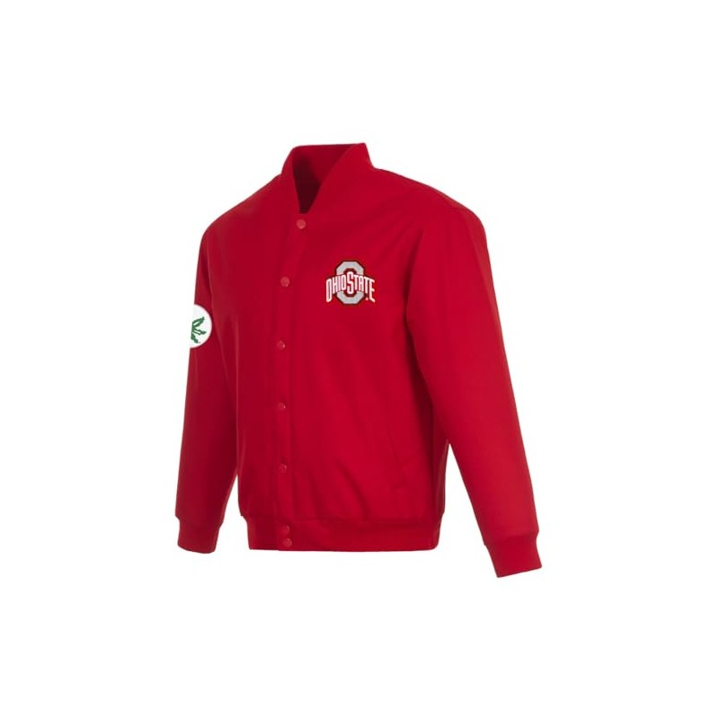 JH Design Ohio State Buckeyes Jacket Poly Twill Snap Up