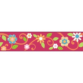 RoomMates Repositionable Childrens Wall Sticker Border - Floral Scroll Orange