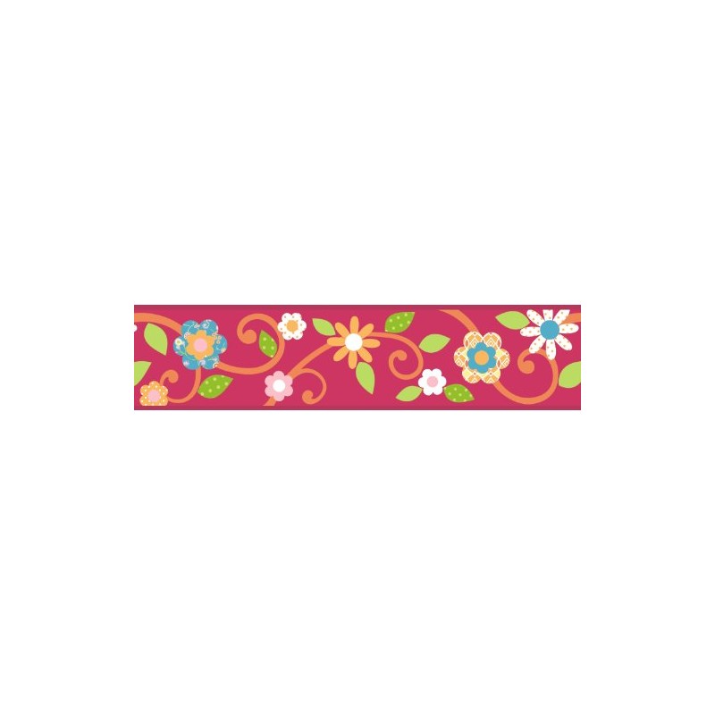 RoomMates Repositionable Childrens Wall Sticker Border - Floral Scroll Orange