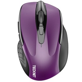 TECKNET Wireless Mouse (2.4G & BT5.0/3.0) Silent Mouse 4800 DPI Computer Mouse 6 Buttons Bluetooth Mouse, USB Mouse Wide Compatibility - Purple