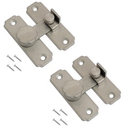 2X Pinball Positioning 304 Stainless Steel Gate Latches Flip Latch Safety Door Bolt Latch Lock Barn Door Lock Hardware (180 Degree, Silver)