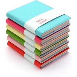 QUMENEY 6PCS Pocket Notebook Hardback Journal Notepad Mini Portable Diary Memo with PU Leather Case Blank Pages 10.5 x 8cm/ 4.1 x 3inch, 100 Sheets (6 Colors)