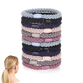 Pack of 12 Braided Hair Scrunchies Bracelets, Hair Bobbles Ladies, Hair Scrunchies, Plait Holder, Braided Hair Scrunchies, for Women and Girls, Elastic Hair Bobbles, Reusable