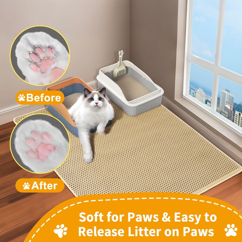 Cat Litter Box Mat-Super Large 47''x36'' Litter Trapping Mat for