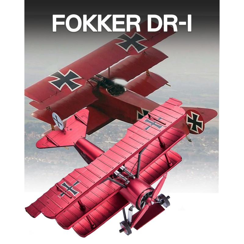 Piececool Metal Puzzle 3D Dr-1 Triplane Triplane Red Baron Aircraft