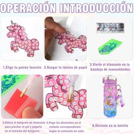 Kit de Manualidades DIY de Unicornio para Niña, Botella de Agua con Pegatinas de Diamantes, Diamond Painting para Niños, Regalo para Niñas de 6 7 8 9 10 Años Cumpleaños Navidad