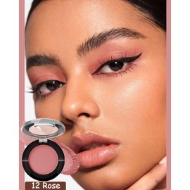 Single Lidschatten-Palette, matt, Rosa, matt, Lidschatten, lange Lebensdauer, wasserfest, schweißfest, hochpigmentiert, feine Textur, leicht zu verwischen, Make-up-Palette für Augen und Damen, 12