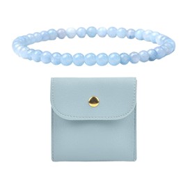 TYFGRT 1 x stone bead bracelet, 1 x jewellery bag, women's stone bead bracelet, simple and versatile bracelet, fashionable stone bead bracelet, blue pearl bracelet