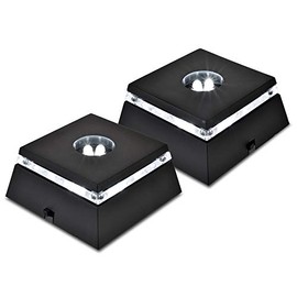 ASENTE 4 LED White Lights Stand Base/Pedestal for 3D Crystal Glass Art Pieces, Sculptures & Paperweights - Battery Operated - Set of 2