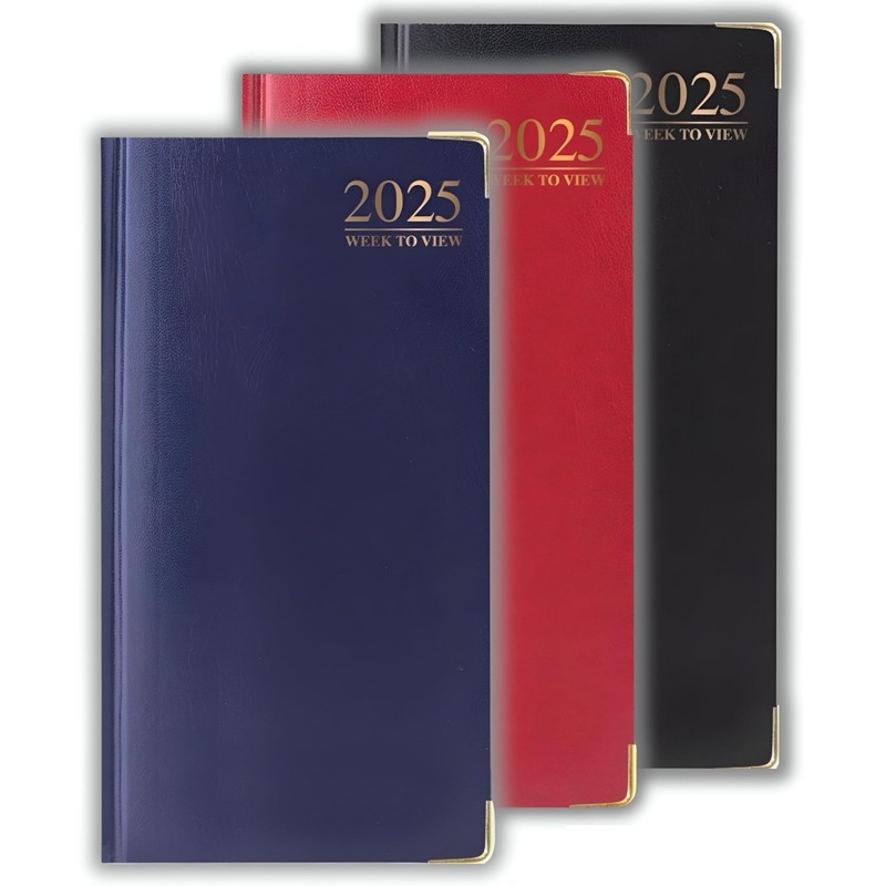 2025 Diary slim line week to view with metal edge
