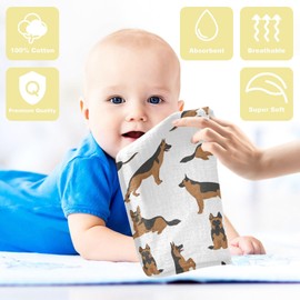 vvfelixl Baby Cotton Washcloths German Shepherd Dogs Infants Bath Towel for Unisex Face Towels for Newborn, Natural Baby Wipes Delicate Skin, 11.8 X 11.8 inch, one sizex3
