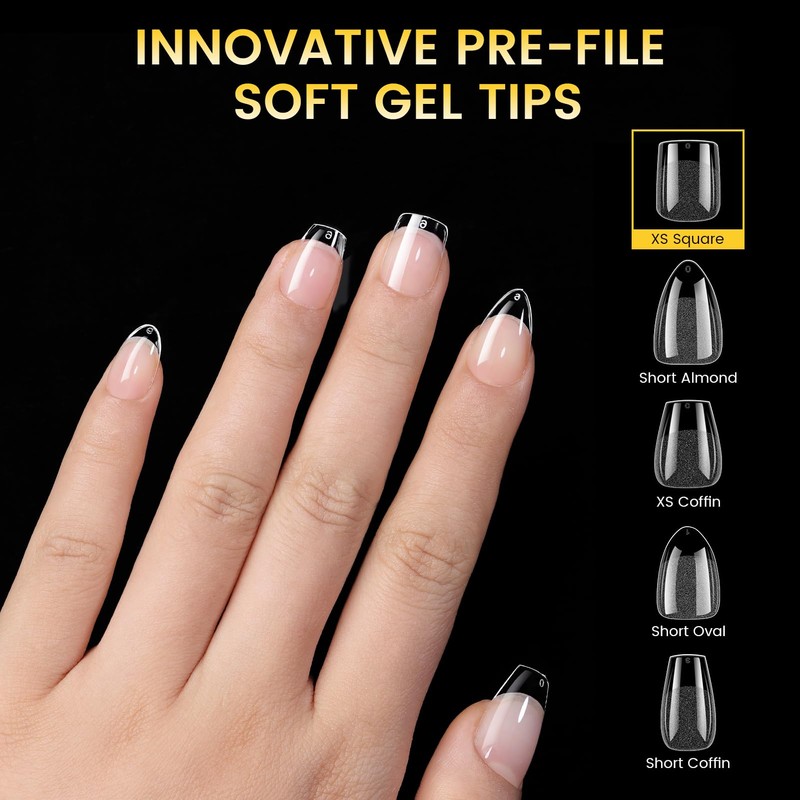 BORN PRETTY Nail Tips, 288 pcs, Ultra Thin, Clear, Sanding,