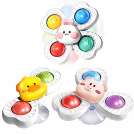 UZYXC 3 Pieces Suction Cup Toy Baby Spinner Baby Travel Toy Bath Toy with Suction Cup for Toddlers Boys Girls