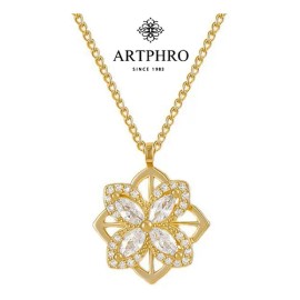 Artphro Trébol Giratorio Collars Y Cadena Dorados Mujer