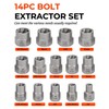 Topme Bolt Extractor Set, 14 Pieces Impact Bolt & Nut