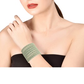 Touchstone "Colorful Bangle Collection" Indian Bollywood Exclusive Designer Jewelry with Gold Glaze in Pista Color, Special Large Bangles.Set of 24 for Women, Stainless Steel
