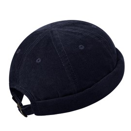 Croogo Roll Cap, Brimless, Cotton, Fisherman Cap, Small Facial Effect, Round Watch Cap, Spring, Autumn, Winter, Plain, Individuality, Fashion, Outdoor, Fashionable Hat, G-HBH01-Navy Blue