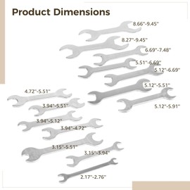 Open End Wrench Set, 14-Sizes Bike Wrench Set, Dual Head Design, Heavy Duty Steel Made, 1/4" to 1-1/16" 5.5mm to 24mm