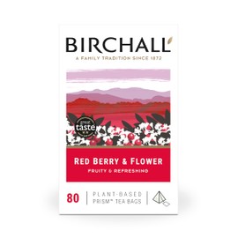 Birchall Tea Bags, Red Berry & Flower Tea Gift, Caffeine Free Tea Bursting with Full Flavour, Perfect Vegan Gifts, 80 Plant-Based Prism Tea Bags