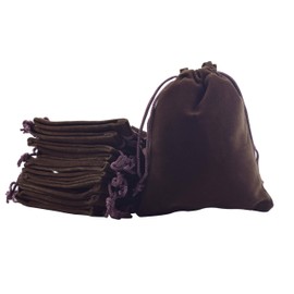 Sansam 50pcs Brown Drawstrings Velvet Bags for Jewelry, Gift, Wedding Favors, Candy Bags, Party Favors,4.0x4.8''