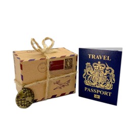 DIY Surprise Mini Travel Box & Mini GOLD effect Passport Reveal Gift bundle (DIY). Perfect for Valentine, birthday, family trips away!