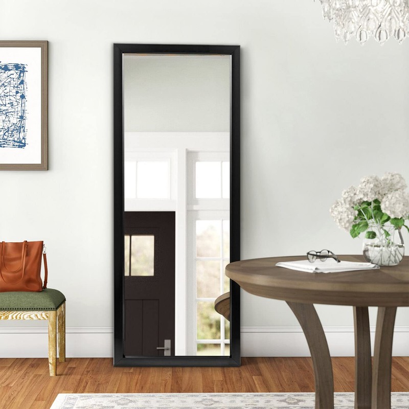 MIRUO Over The Door Wall Mirror, 43" x 18", Black,