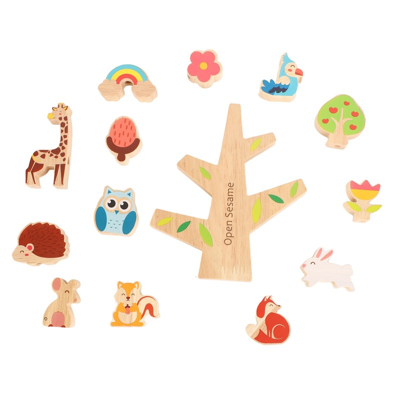 Wooden Animals Stacking Toy Colorful Improve Coordination Blocks Balancing Tree