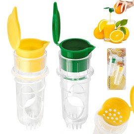 Lemon Squeezer, 2-Pack New Screw-Top Lemon Squeezer,Manual Lemons Juicer with Built-In Filter, Compact Juice Extractor Citrus Press with Lid – Squeeze Lime for Cocktails, Drinks