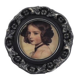 VINLIFE Small Vintage Picture Frames 3x3 Antique Ornate Mini Round Picture Frames for Wall Mount and Tabletop Victorian Home Decor Photo Gallery Art, Black and Gold, Round