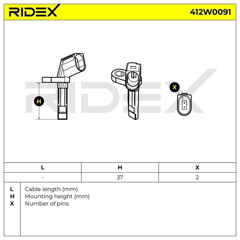 RIDEX ABS Sensor 412W0091 Rear Left, Front Right 918 Spyder