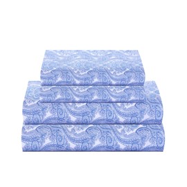 Feather & Stitch 300 Thread Count Cotton Sheet Set Soft Percale Weave Deep Pockets Paisely King