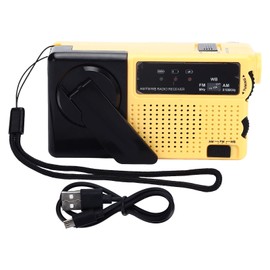 Hand Crank Flashlight Radio Portable Mini FM AM Weather Radio with LED Flashlight Yellow