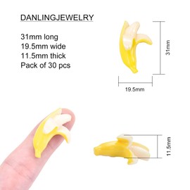 DanLingJewelry 30pcs No Hole Imitation Banana Charms - Flatback Charms for DIY Craft Jewellery Making