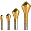 KEWAYO 4pcs Titanium Coated Countersink Chamfer Tool Deburring Tool Set