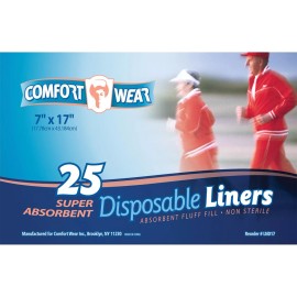 Comfort Wear Disposable Absorbent Liners 25 PCS 7x17 In.•Discreet bladder liners