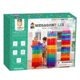 MEGAGONTILES 110PCS Premium MagneticTiles, MagnetTiles, STEM AUTHENTICATED, Magnetic Blocks, Magnetic Building Blocks, Magnets for Kids, MagneticTile Toy Boys Girls Age 3 4 5 6 7 8