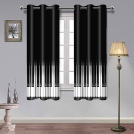 AHBEWIN Piano Blackout Curtains Black and White Piano Key Curtain Elegant Pianos Music Musical Drapes for Bedroom Living Room Dorm Window Treatment Noise Reduction 42x63 Set of 2 Panels CLLSAH792
