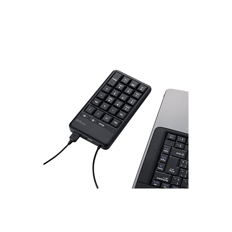 ELECOM Wired Membrane Tenkey M-size with USB Port, Hotkeys, High