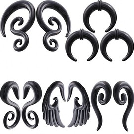 IPINK-5 Pairs Acrylic Spiral Snail Taper Plugs Tunnel Ear Stretcher Expander Kit Plugs 14-00 Gauges, Acrylic