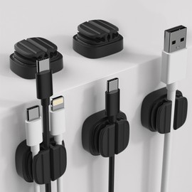 Organizador de cables, gestión de cables 3 en 1, gestión de cables, organizador de escritorio, adecuado para cables de carga, pared, escritorio, mesita de noche, automóvil, oficina. (Negro1)