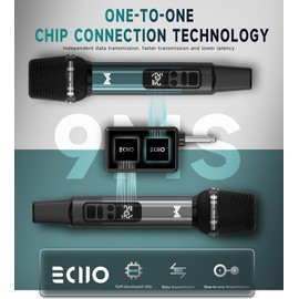 Wireless Microphone, Metal Dynamic Wireless Microphones with One-to-One Chip Connection and Rechargeable Receiver, 40H Duration, 200FT Range Receiving, Volume Control Karaoke Microphone for Singing