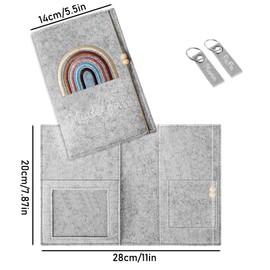Trsnzul Mutterpass Schutzhülle, Mutterpasshülle Aus Filz, mit 2 Schlüsselanhängern, Schwangerschaft Tagebuch Tasche, Mutterpasshülle mit Fächern für Schwangerinen Zukunftige Mütter (Grau)