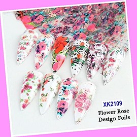 10pcs 20x4cm Rose Flower Love Valentine Day Nail Foil Transfer Sticker Xk2109 for Nails Design Nail Art Stickers Decals Supplies Manicure Tips Sticker Colorful for Nail Decorations