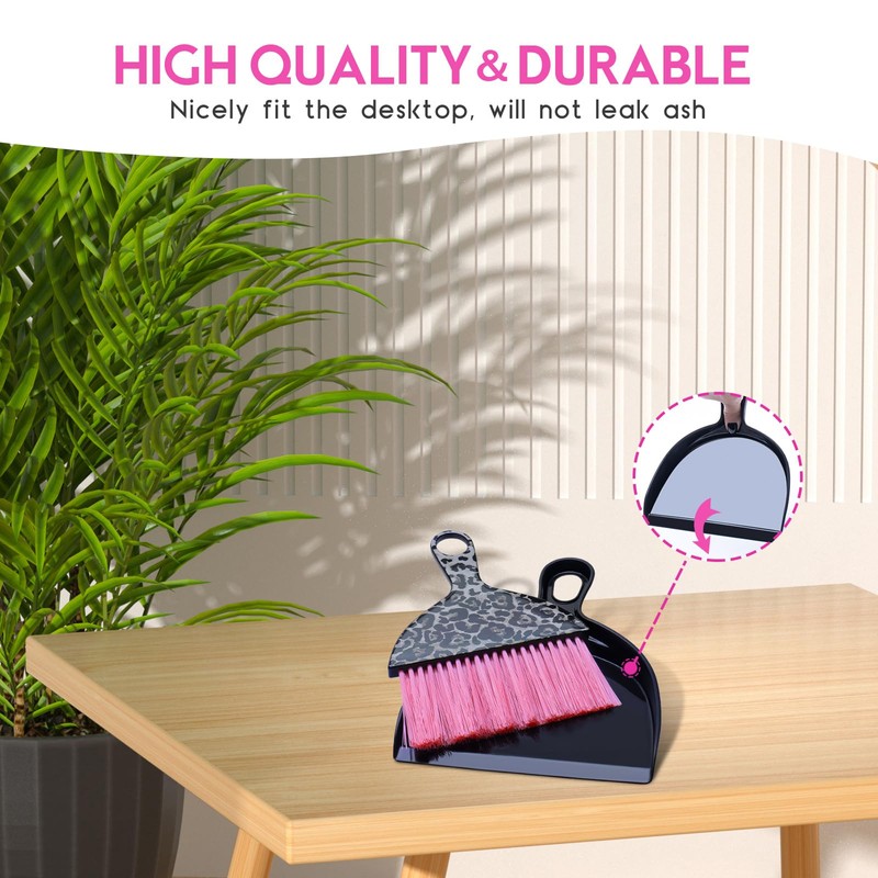 THINKLEARN 2PCS Mini Dustpan and Brush Set, Small Broom and
